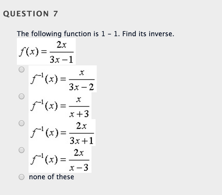 solved-the-following-function-is-1-1-find-its-inverse-chegg