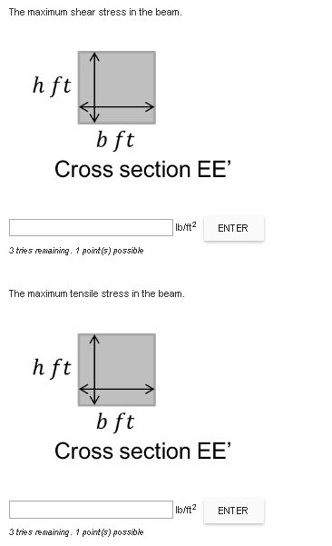 Solved For The Beam Shown Below, Calculate: W Lb/ft E' A Ft | Chegg.com