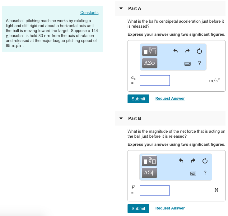 Solved Part A Constants A baseball pitching machine works