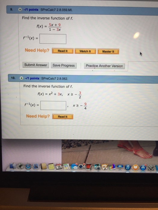 Solved Find The Inverse Function Of F F X 5x 9 1