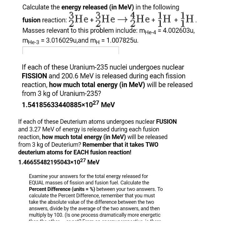 Solved Calculate the energy released (in MeV) in the | Chegg.com