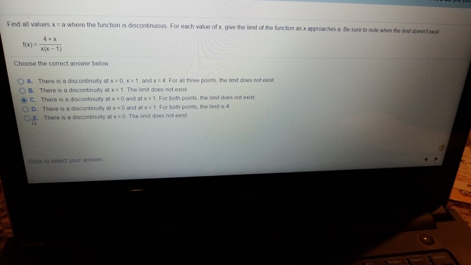Solved For each value of x, give the limit of the function | Chegg.com