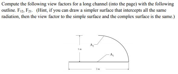 Solved Compute the following view factors for a long channel | Chegg.com