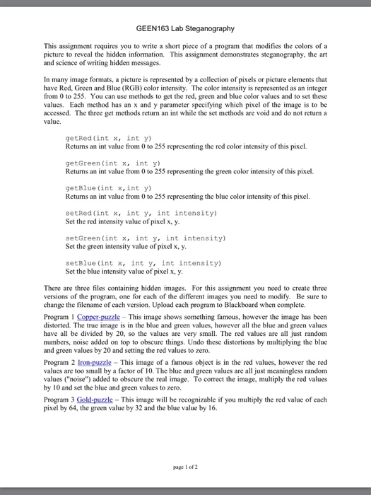 Solved GEEN163 Lab Steganography This assignment requires | Chegg.com