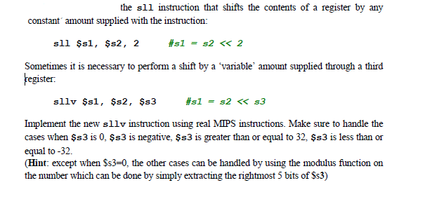 the s11 instruction that shifts the contents of a | Chegg.com