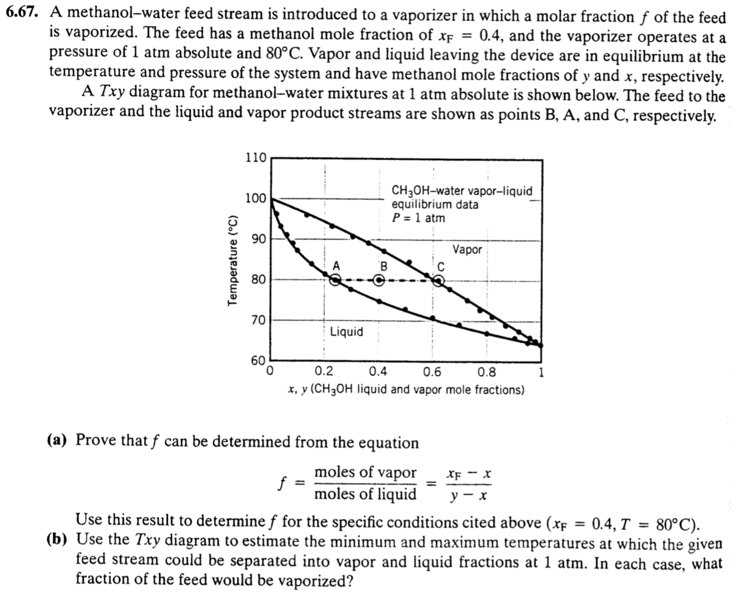 Solved A methanol–water feed stream is introduced to a | Chegg.com