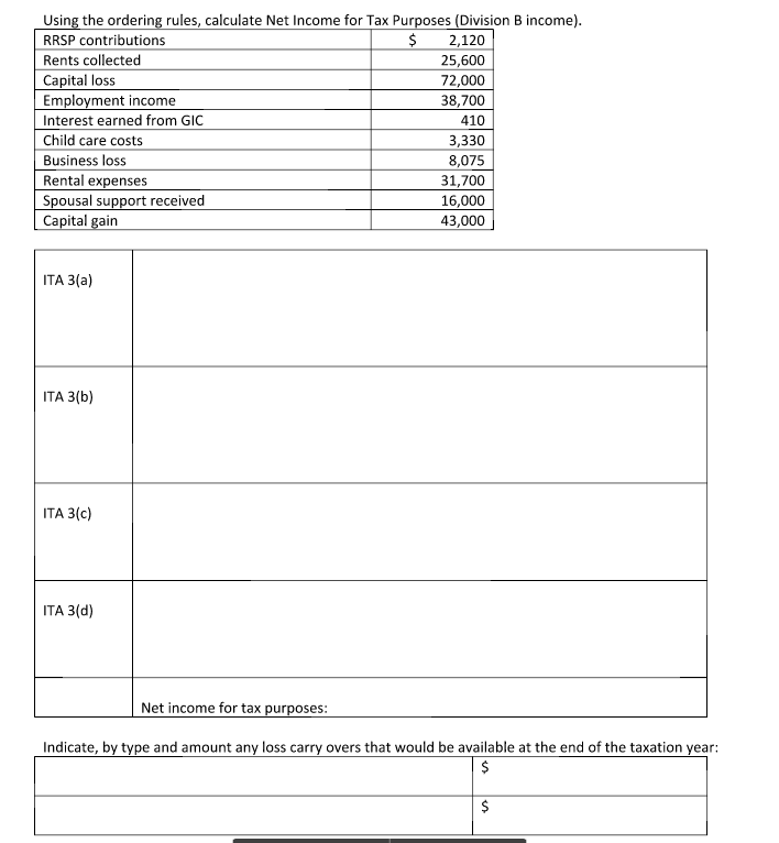 Net Income For Tax Purposes Calculation