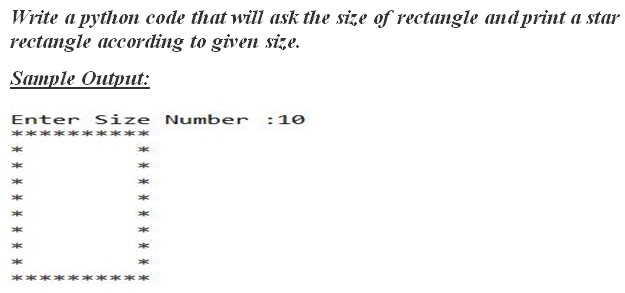 Solved Write a python code that Mill ask the size of | Chegg.com
