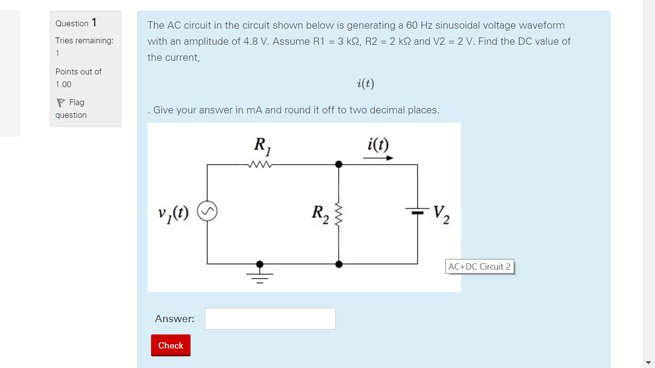Solved The AC circuit in the circuit shown below is | Chegg.com