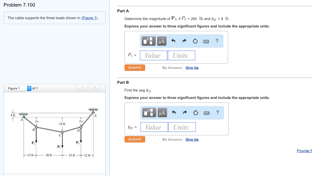 The Cable Supports The Three Loads Shown In Figure Chegg