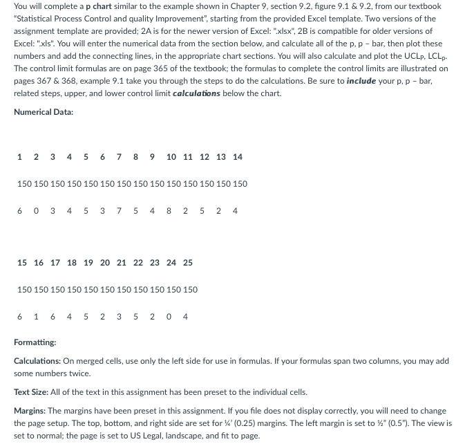 Solved You will complete a p chart similar to the example | Chegg.com