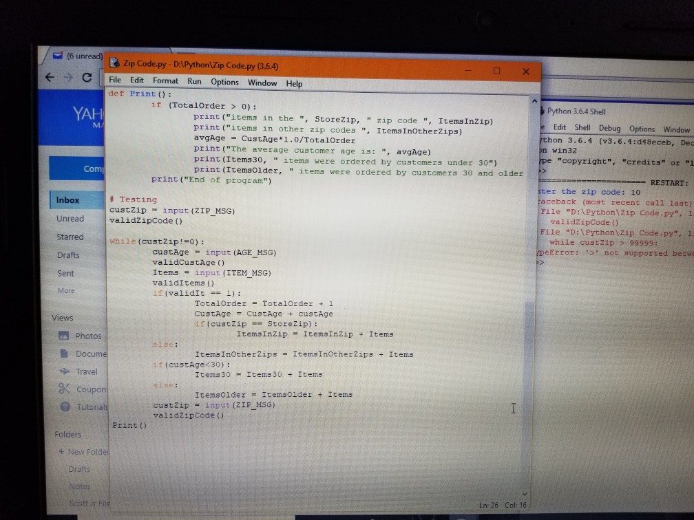 Solved Ran Python program and got an error message. Here's | Chegg.com