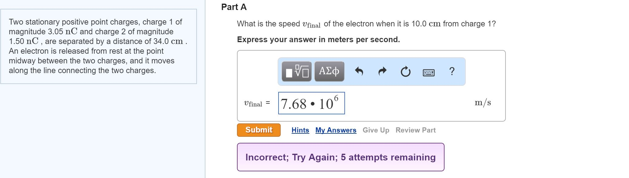 Solved Two stationary positive point charges, charge 1 of