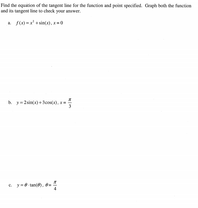 find the equation of the tangent line at point