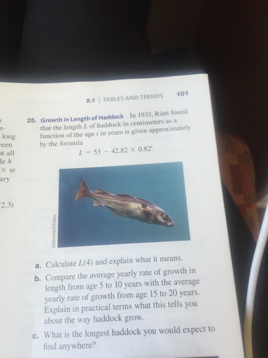 Solved In 1933, Riatt found that the length L of haddock in