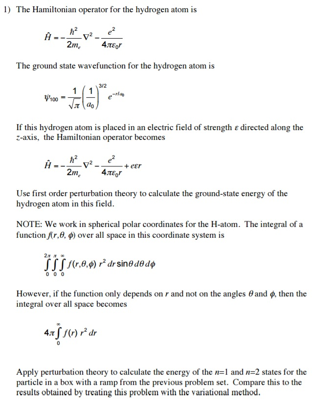 The Hamiltonian operator for the hydrogen atom is H | Chegg.com