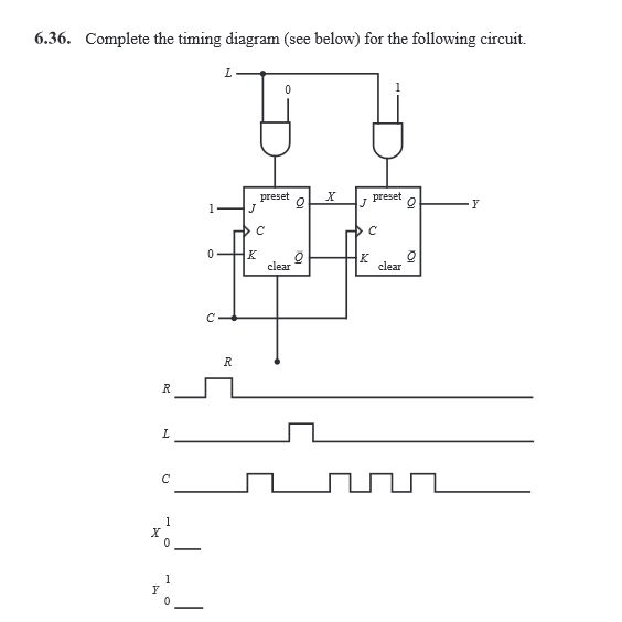 Solved 6.36. Complete the timing diagram (see below) for the | Chegg.com