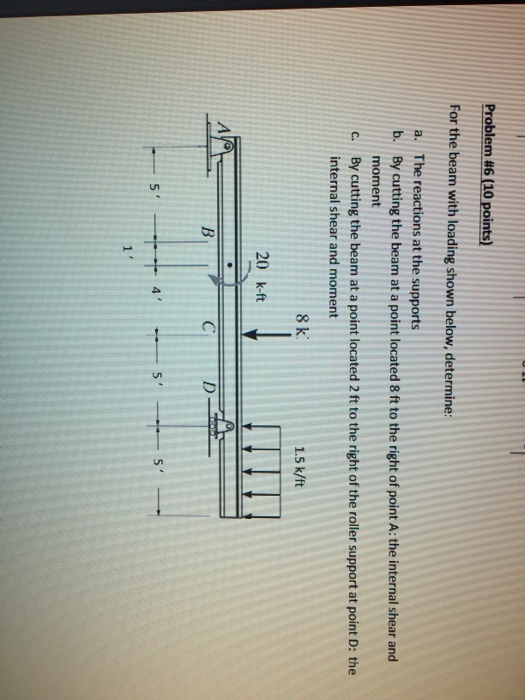 Solved For the beam with loading shown below, determine: The | Chegg.com