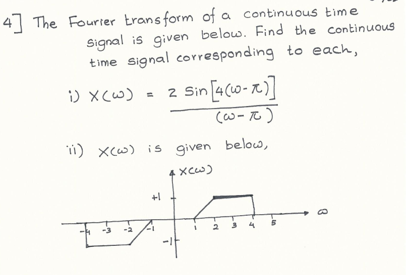 Solved The Fourier transform of a continuous time signal is | Chegg.com