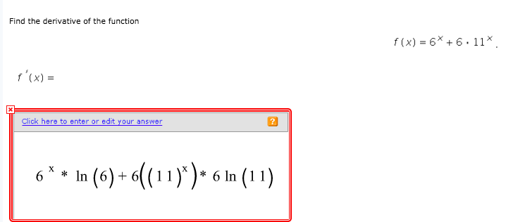 Solved Find the derivative of the function f (x) 6+6.11 f(x) | Chegg.com