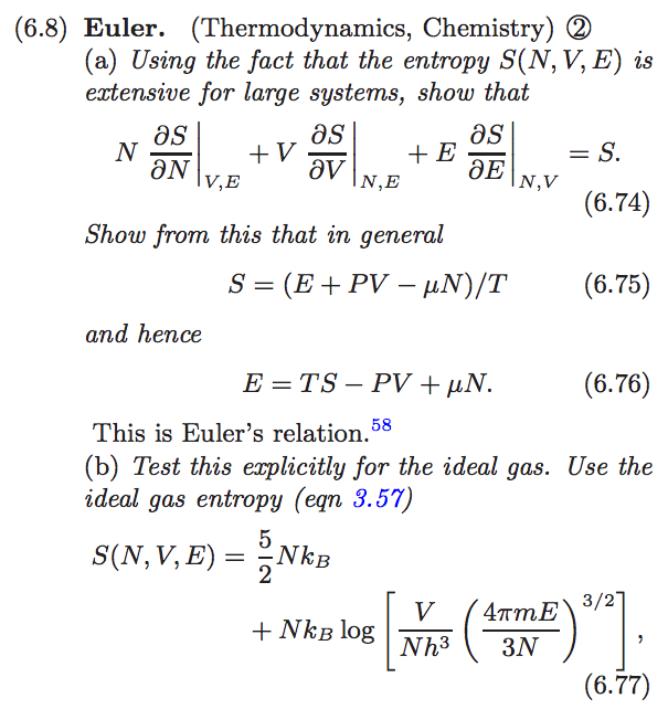 (6.8) Euler. (Thermodynamics, Chemistry) 2 (a) Using
