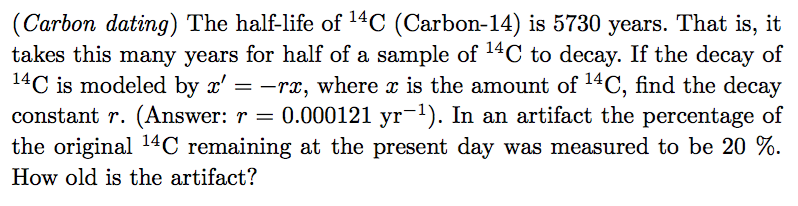 half life of carbon 14 equation