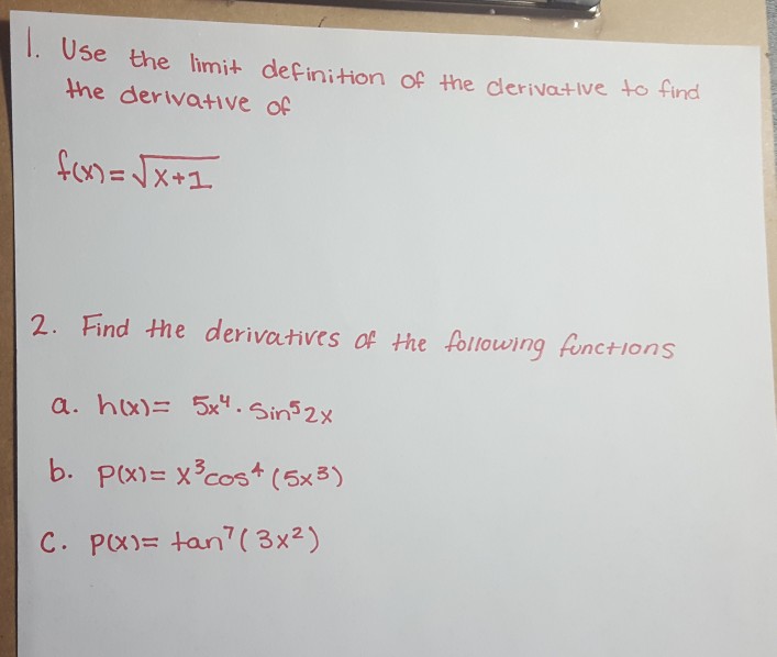 Solved Use The Limit Definition Of The Derivative To Find | Chegg.com