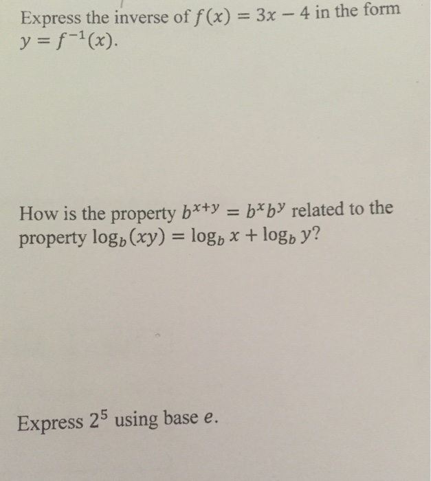 Solved For B > 0 With B 1, What Are The Domain And Range | Chegg.com