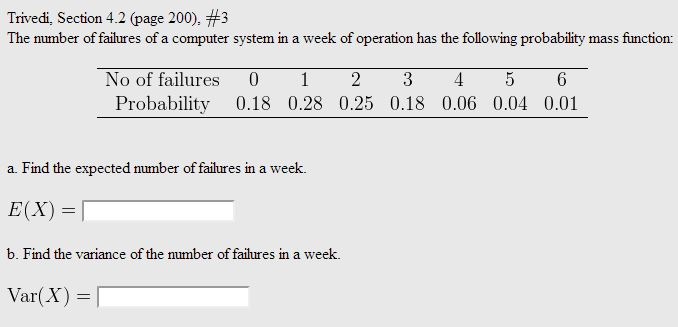 Solved The number of failures of a computer system in a week | Chegg.com