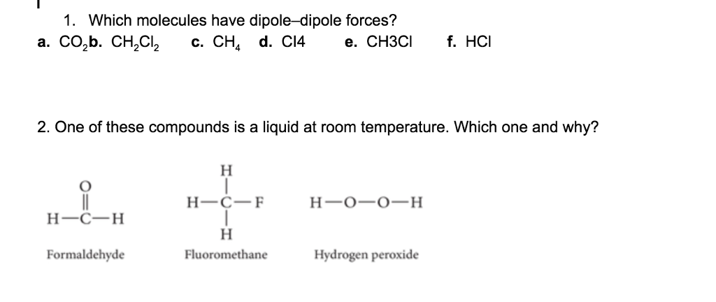 What Molecules Have Dipole Dipole