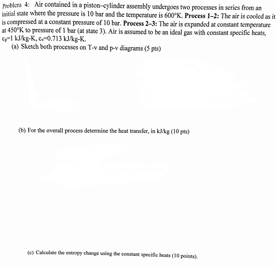 Solved Air contained in a pistoncylinder assembly undergoes