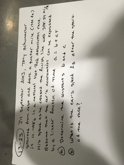 Solved In september 2003, Tony Schumacher Started from rest | Chegg.com