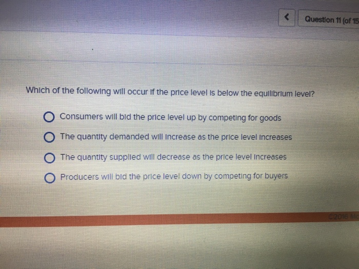 Solved Which of the following will occur if the price level | Chegg.com