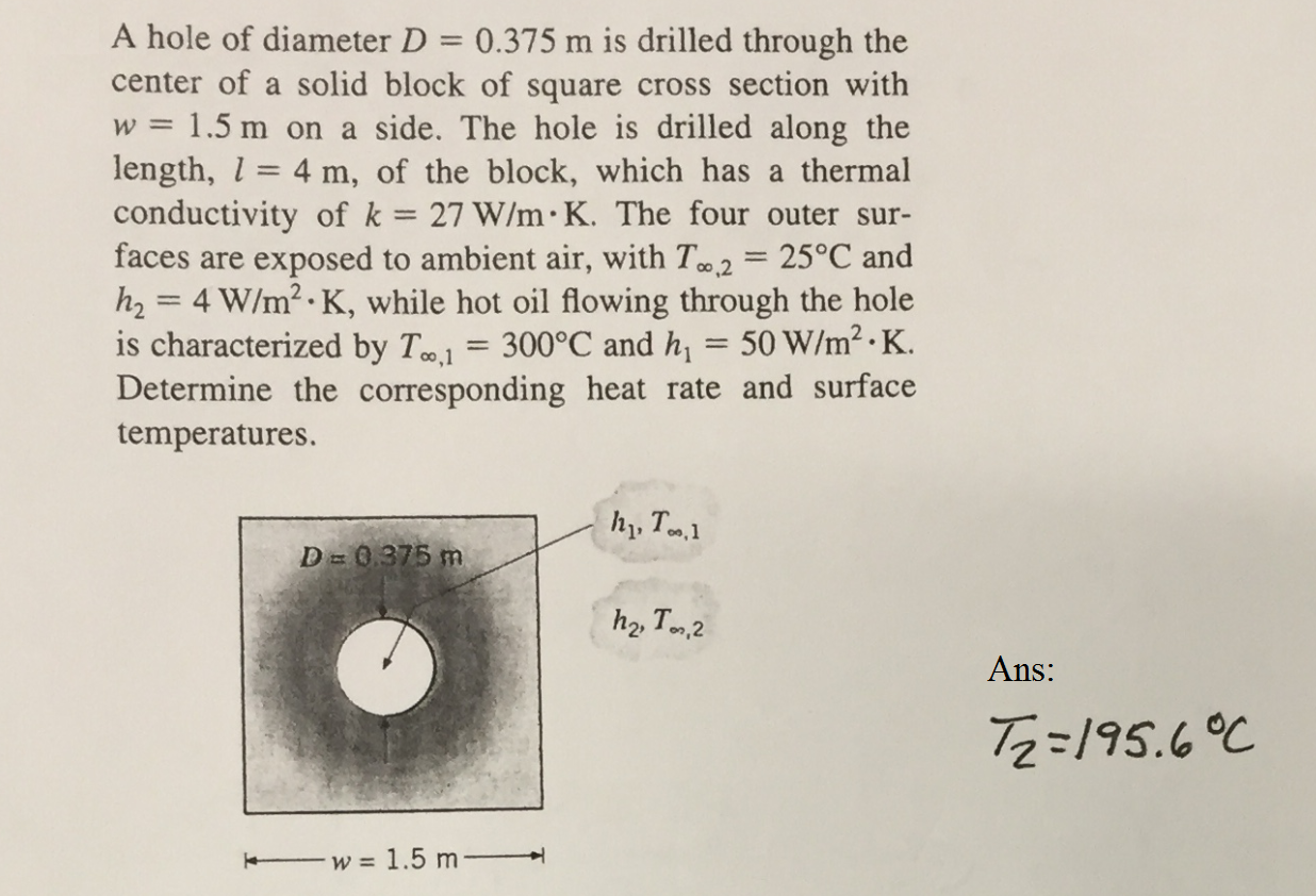 Solved A Hole Of Diameter D = 0.375 M Is Drilled Through The | Chegg.com