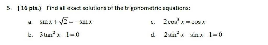 Solved Find all exact solutions of the trigonometric | Chegg.com
