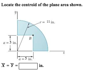 Solved Locate the centroid of the plane area shown. r= 11 | Chegg.com