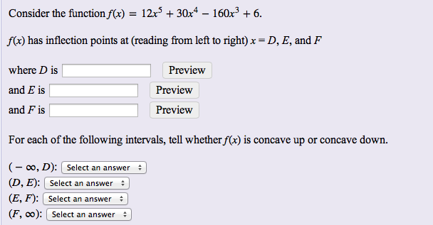 Solved Consider the function f(x) = 12x^5 + 30x^4 - 160x^3 + | Chegg.com