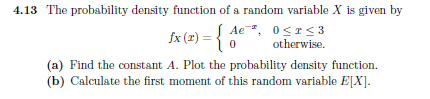 Solved 4.13 The probability density function of a random | Chegg.com