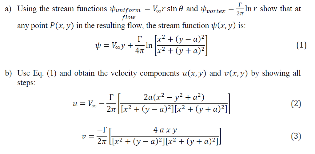 P(xy) r. Figure 2: Uniform flow over a vortex pair | Chegg.com