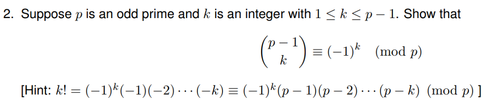 Solved 2. Suppose P Is An Odd Prime And K Is An Integer With | Chegg.com