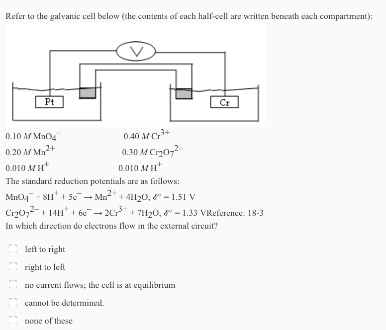 Solved Refer to the galvanic cell below (the contents of | Chegg.com