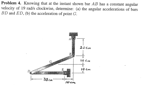Solved Knowing that at the instant shown bar AB has a | Chegg.com