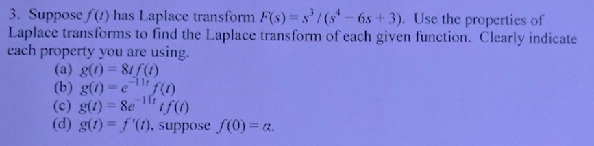 Solved Find the laplace transform of each of the given | Chegg.com