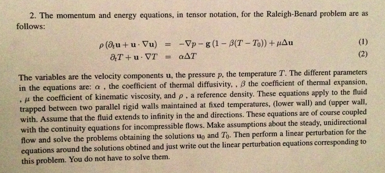 The momentum and energy equations, in tensor | Chegg.com