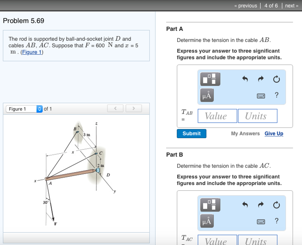 Solved The rod is supported by ball-and-socket joint D and | Chegg.com