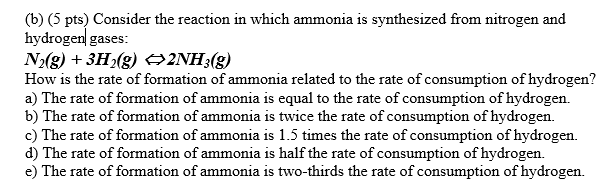 Solved (b) (5 pts) Consider the reaction in which ammonia is | Chegg.com