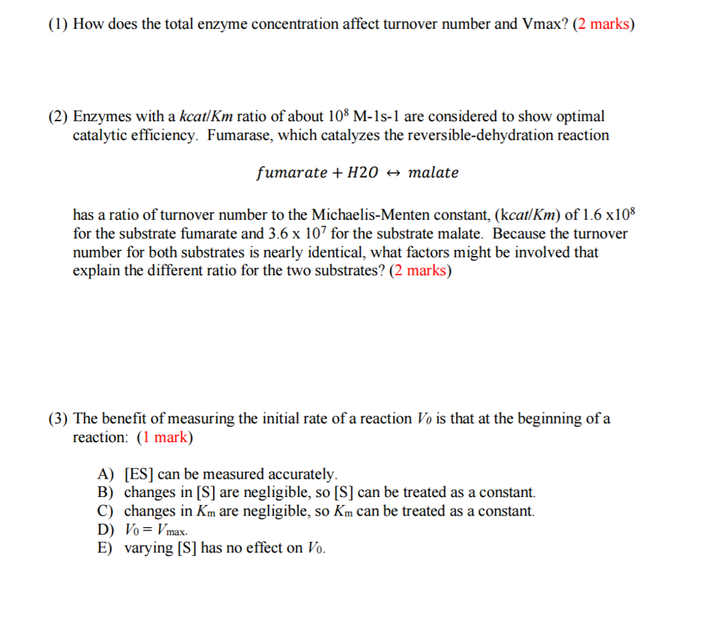 Solved How does the total enzyme concentration affect