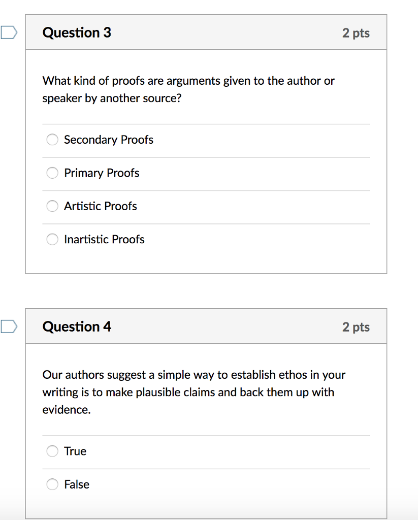 Solved What kind of proofs are arguments given to the author