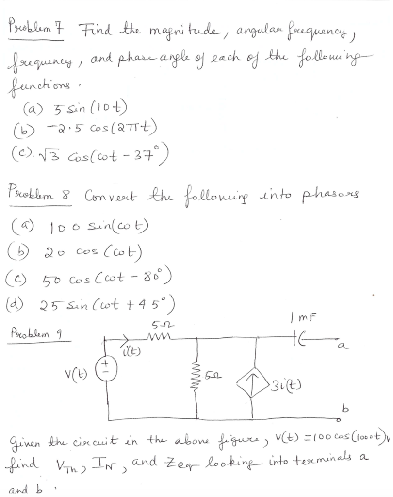 Solved Find the magnitude, angular frequency, frequency, and | Chegg.com