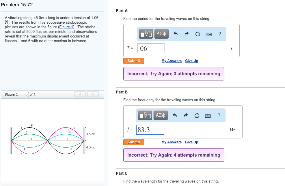 Solved A vibrating string 45.0cm long is under a tension of